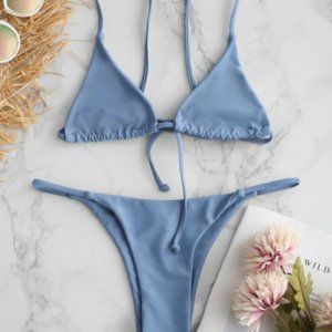Zaful Sky Blue Triangle top and bottom
